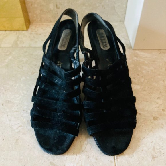 Vintage Bally Black Suede Strappy Heels - Picture 2 of 3